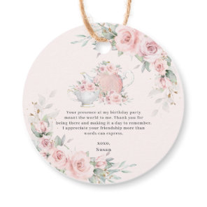 Vintage Blush Floral High Tea Party Birthday Party Favor Tags