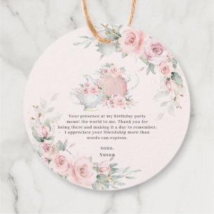 Vintage Blush Floral High Tea Party Birthday Party Favor Tags