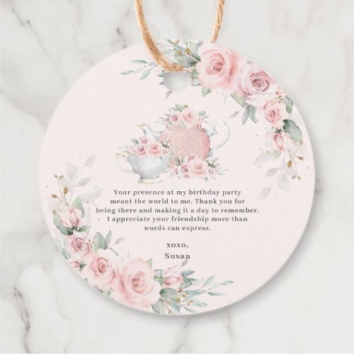 Vintage Blush Floral High Tea Party Birthday Party Favor Tags