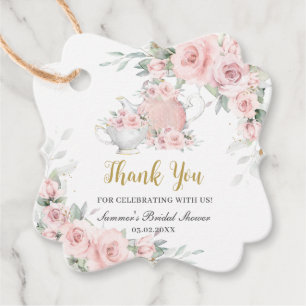 Vintage Blush Floral High Tea Party Bridal Shower Favor Tags