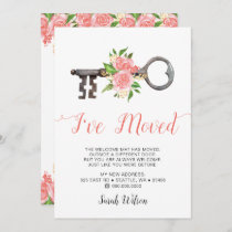 Vintage Blush Floral Key I have moved Moving  Announcement
