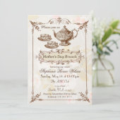 vintage Blush floral Mother's Day Brunch Tea Party Invitation (Standing Front)