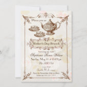 vintage Blush floral Mother's Day Brunch Tea Party Invitation (Front)