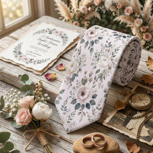 Vintage Blush Floral Neck Tie