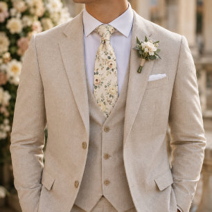 Vintage Blush Floral Neck Tie