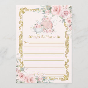 Vintage Blush Floral Tea Party Advice for Mom Note Card
