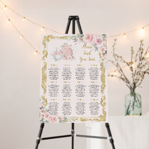 Vintage Blush Floral Tea Party Baby Bridal Seating Foam Board