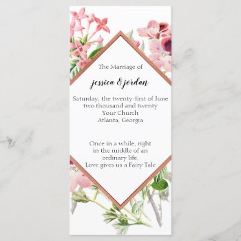 Vintage Blush Flowers Watercolor Wedding Program by NoteableExpressions at Zazzle