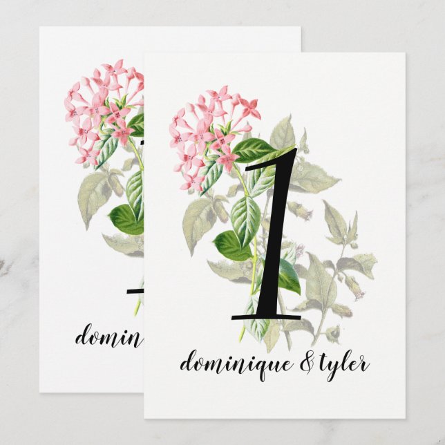 Vintage Blush Flowers Wedding Table Number (Front/Back)