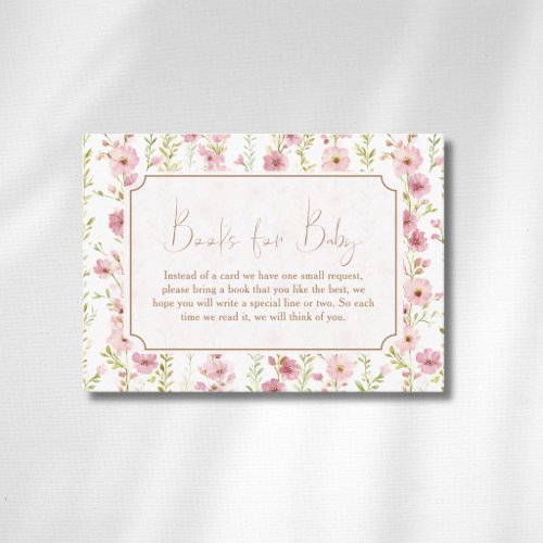 Vintage Blush Gladiolus Floral Gold Books For Baby Enclosure Card