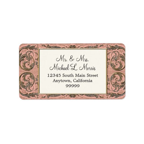 Vintage Blush Gold Baroque Wedding Return Address Label