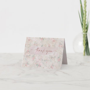 Vintage Blush Peony Bridal Shower Tea Party Letterpress Thank You Card