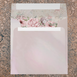 Vintage Blush Peony Wedding Envelope