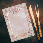 Vintage Blush Peony Wedding Foil Menu Card<br><div class="desc">Enhance your wedding reception with the Vintage Blush Peony Real Foil Wedding Menu, featuring watercolor roses and peonies on a soft blush background. The real foil detailing adds a luxurious touch of vintage elegance. Perfect for a spring or summer outdoor garden wedding, this menu is part of a complete real...</div>
