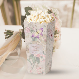 Vintage Blush Peony Wedding Popcorn Favor Boxes