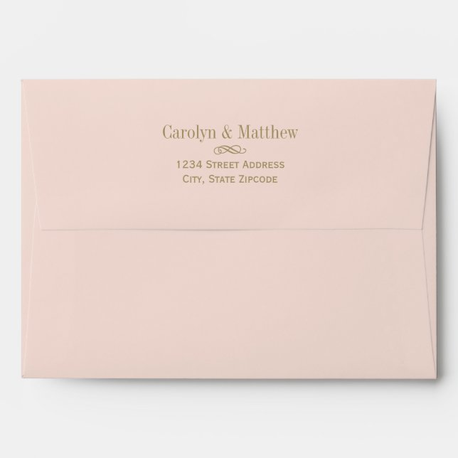 Vintage Blush Pink Antique Flourish Wedding Envelope (Back (Top Flap))