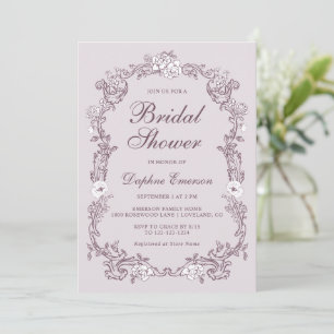 Vintage Blush Pink Burgundy Floral Bridal Shower Invitation