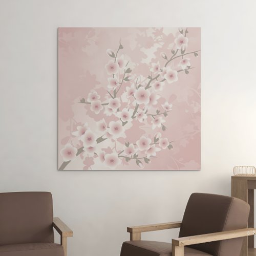 Vintage Blush Pink Cherry Blossom Canvas Print