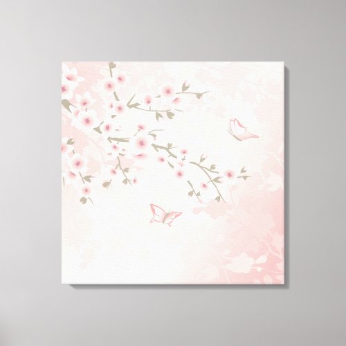 Vintage Blush PInk Cherry Blossom Canvas Print