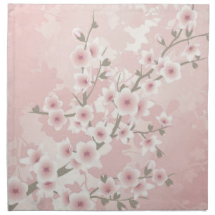 Vintage Blush PInk Cherry Blossom Cloth Napkin