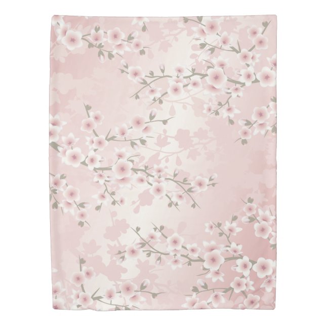 Vintage Blush PInk Cherry Blossom Duvet Cover (Front)