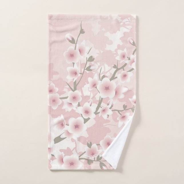 Vintage Blush PInk Cherry Blossom Hand Towel (Hand Towel)