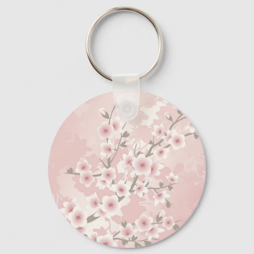 Vintage Blush PInk Cherry Blossom Keychain