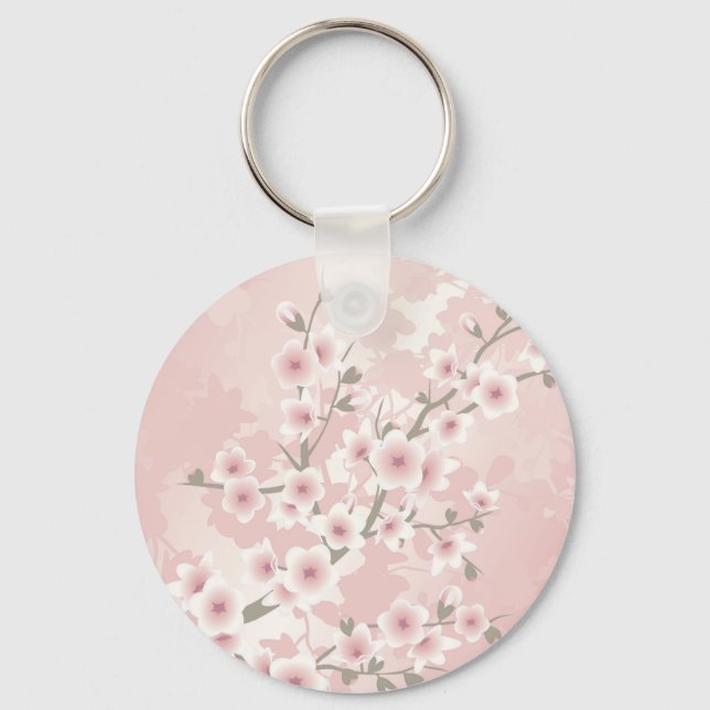 Vintage Blush PInk Cherry Blossom Keychain (Front)