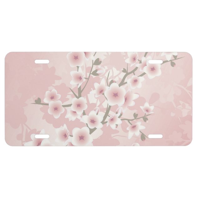 2-Pack Pink Cherry Blossom License Plate Frames – Sakura Floral
