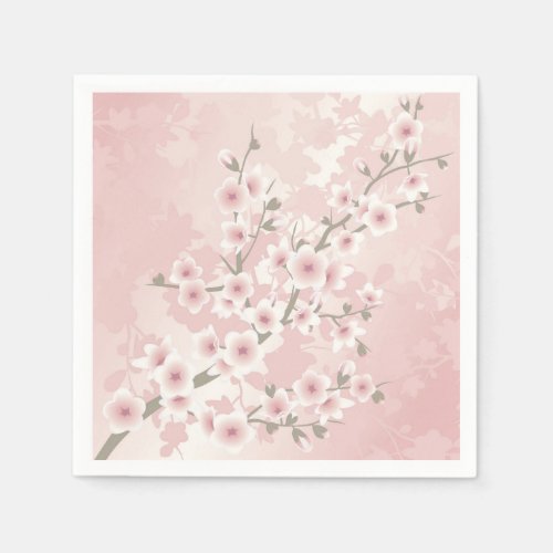 Vintage Blush PInk Cherry Blossom Napkins