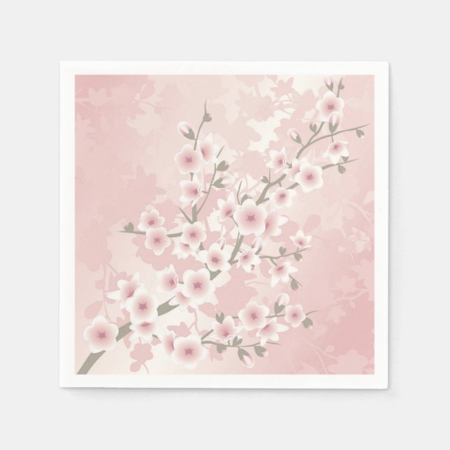 Vintage Blush PInk Cherry Blossom Napkins (Front)