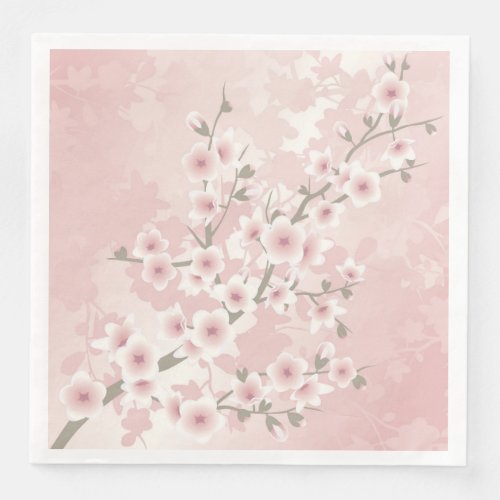 Vintage Blush PInk Cherry Blossom Paper Dinner Napkins