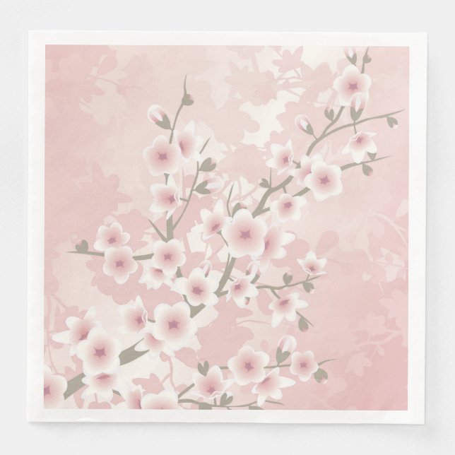 Vintage Blush PInk Cherry Blossom Paper Dinner Napkins (Front)