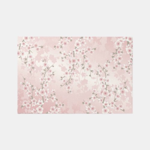 Vintage Blush PInk Cherry Blossom Rug