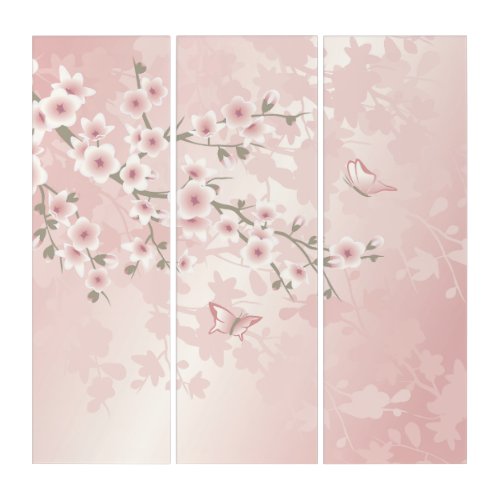 Vintage Blush PInk Cherry Blossom Triptych