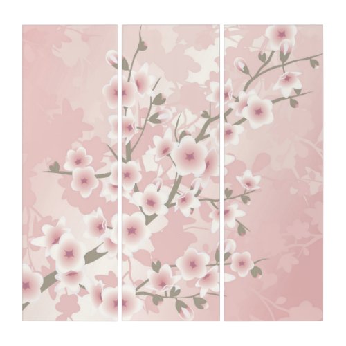 Vintage Blush PInk Cherry Blossom  Triptych