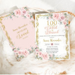 Vintage Blush Pink Floral 100th Birthday Loved  Invitation<br><div class="desc">Personalize this soft blush pink floral 100th birthday party invitation easily and quickly. Simply click the customize it further button to edit the texts, change fonts and fonts colors. Featuring a "100 Years Loved & Blessed" heading, beautiful pastel blush pink flowers, delicate greenery and a vintage antique frame. (c) Somerset...</div>