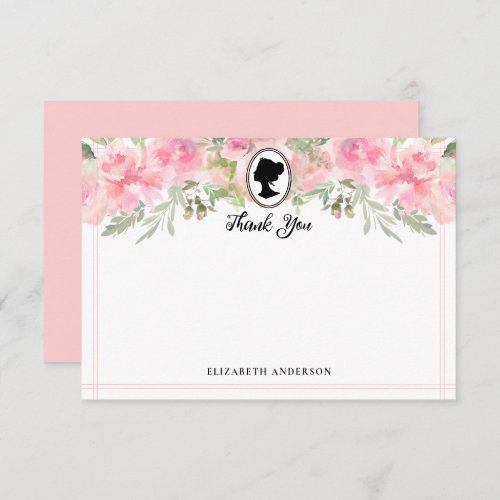 Vintage Blush Pink Floral Bridgerton Bridal Shower Thank You Card