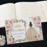 Vintage Blush Pink Floral Champagne Quinceanera Guest Book<br><div class="desc">Coordinate your party with this elegant personalized Blush Pink Roses Floral Guest Book! Personalize it easily and quickly, simply click the Edit Using Design Tool button to further edit the text, wording, font style, font size, and font color. You can also add or remove text, and move or remove some...</div>
