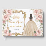 Vintage Blush Pink Floral Champagne Quinceanera Guest Book<br><div class="desc">Coordinate your party with this elegant personalized Blush Pink Roses Floral Guest Book! Personalize it easily and quickly, simply click the Edit Using Design Tool button to further edit the text, wording, font style, font size, and font color. You can also add or remove text, and move or remove some...</div>