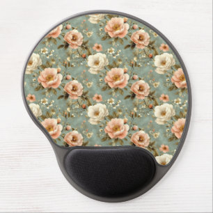 Vintage Blush Pink Floral Pattern Gel Mouse Pad