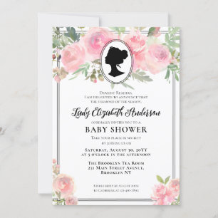 Vintage Blush Pink Floral Regency BABY Shower Invitation