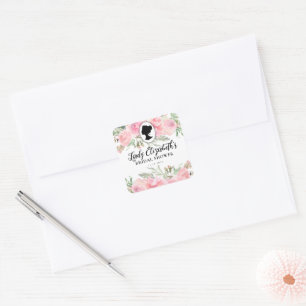 Vintage Blush Pink Floral Regency Bridal Shower Square Sticker