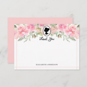 Vintage Blush Pink Floral Regency Bridal Shower Thank You Card