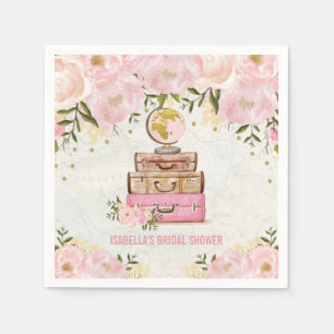 Vintage Blush Pink Floral Travel Bridal Shower Napkins