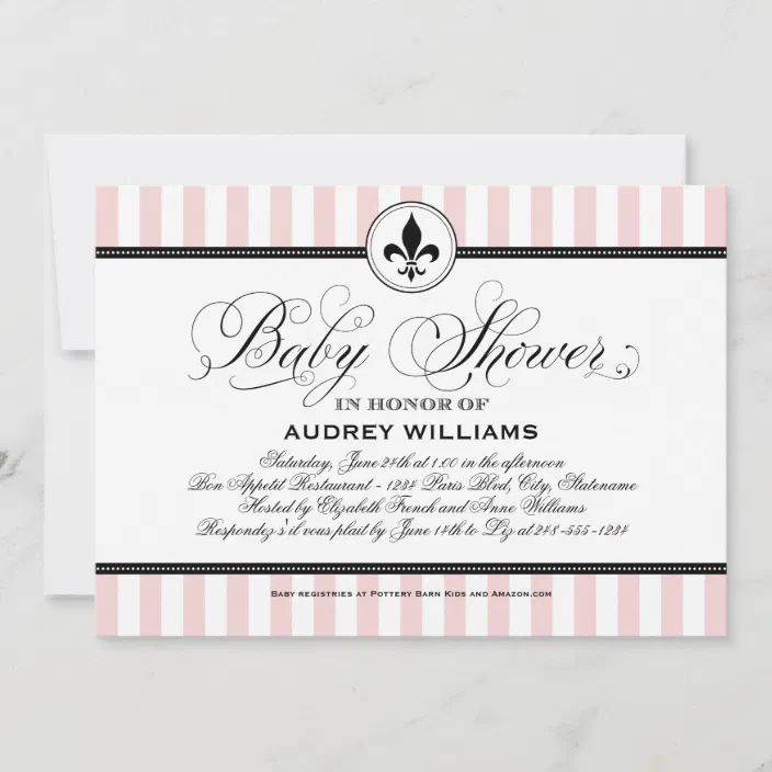 Vintage Blush Pink French Baby Girl Shower Invitation Zazzle Com