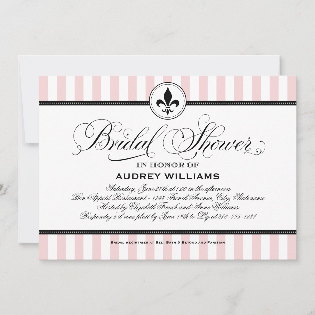 Vintage Blush Pink French Bridal Shower Invitation Zazzle