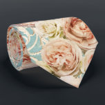 Vintage Blush Pink Heirloom Roses Floral Damask Neck Tie<br><div class="desc">This elegant floral tie features light blue and white damask background with blush pink heirloom roses atop. Perfect for romantic weddings as a classic necktie for men or as a belt for women or even use in crafts. Designed by world renowned artist ©Tim Coffey.</div>