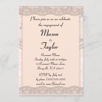 Vintage Blush Pink Lace Engagement Party Invitation by Mintleafstudio at Zazzle