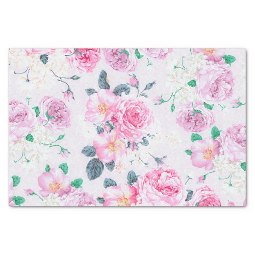 Vintage blush pink rose floral elegant damask tissue paper